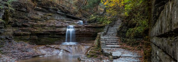 Waterfalls in Buttermilk Falls State Park in Ithaca, NY