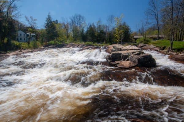 Salisbury Center Covered Bridge waterfall in New York