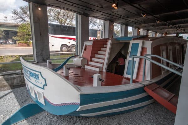 Canal boat inside the Weighlock Building at the Erie Canal Museum in Syracuse, New York