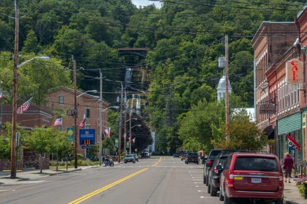 A road through Montour Falls New York