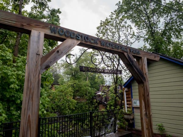 The entrance to Woodstock Waterfall Park in NY