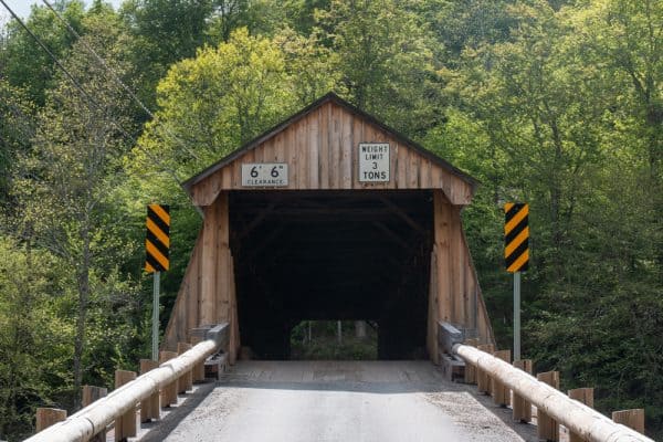 Front face of Beaverkill Covered Bridge in the Catskill Mountains