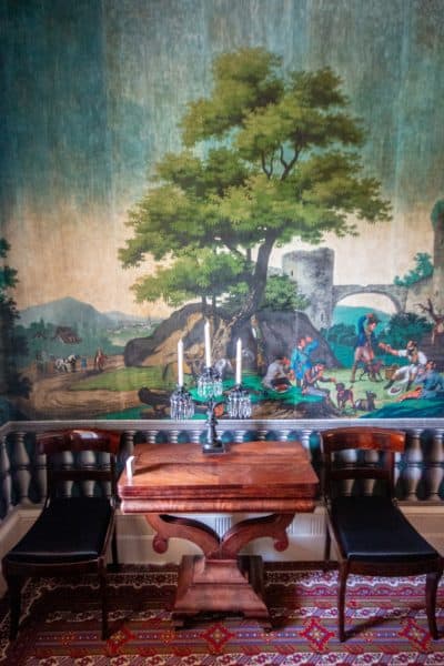 Dining room wallpaper at the Martin Van Buren National Historic Site in Columbia County, New York