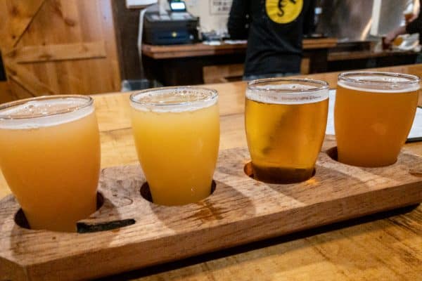 A flight of beers at Middle Ages Brewing in Syracuse NY