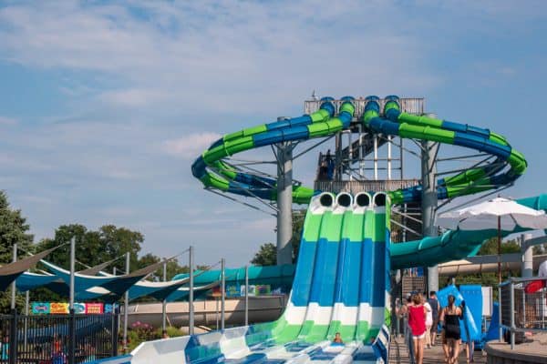 Slides at the waterpark at Seabreeze in Upstate New York