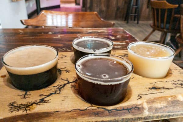 A flight of beers from Stout Beard Brewing in Onondaga County New York