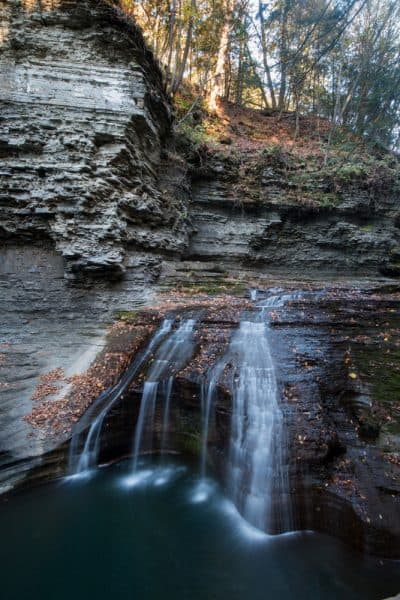 Waterfall on the Gorge Trail at Buttermilk Falls State Park in Ithaca, New York