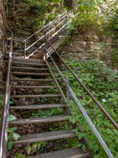 Metal staircase on trail to Eagle Cliff Falls at Havana Glen Park