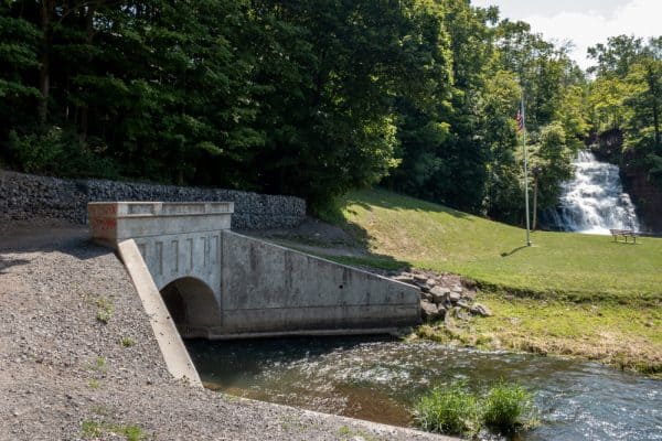 Holley Canal Falls in Canal Park in Orleans County, New York