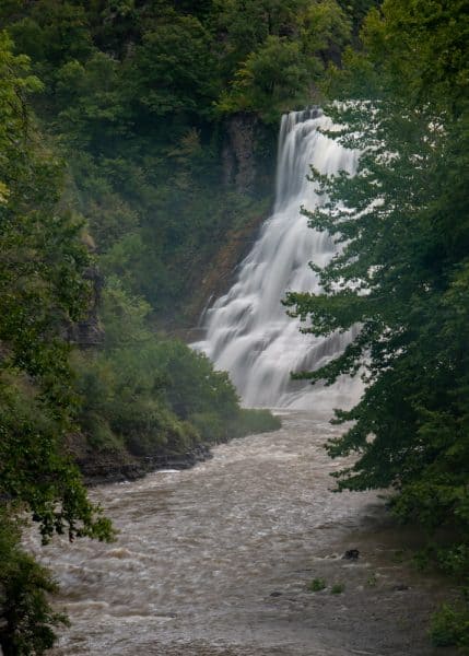 Ithaca Falls from the Lake Street Bridge in Ithaca New York