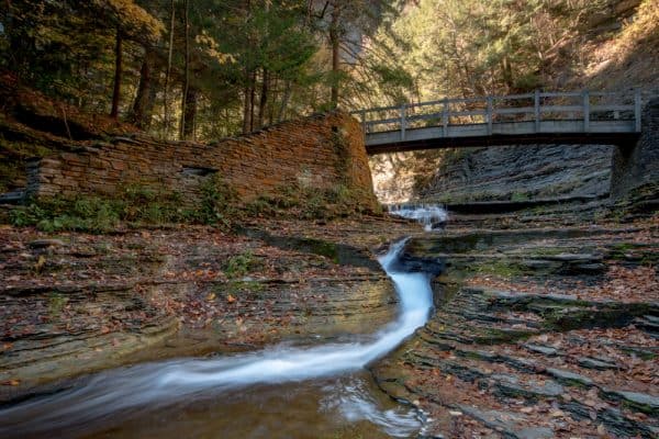 Small waterfall on the Gorge Trail at Stony Brook State Park in Steuben County New York