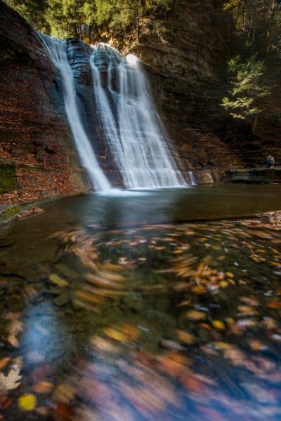 Hidden waterfall in Stony Brook State Park in the Finger Lakes