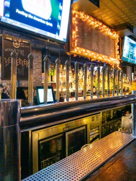 The bar inside Keg and Lantern Brewing in Brooklyn New York