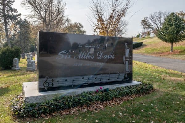 Miles Davis grave in Woodlawn Cemetery in the Bronx