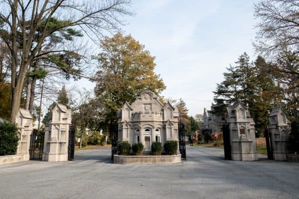 The Jerome Avenue entrance to Woodlawn Cemetery in the Bronx, New York