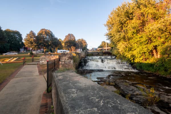 The upper waterfall in Kirk Douglas Park in Amsterdam NY