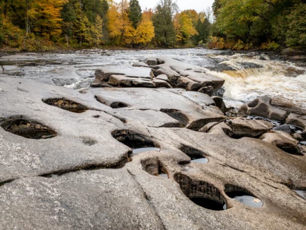 Natural potholes at Hart's Falls Preserve near Pyrites NY