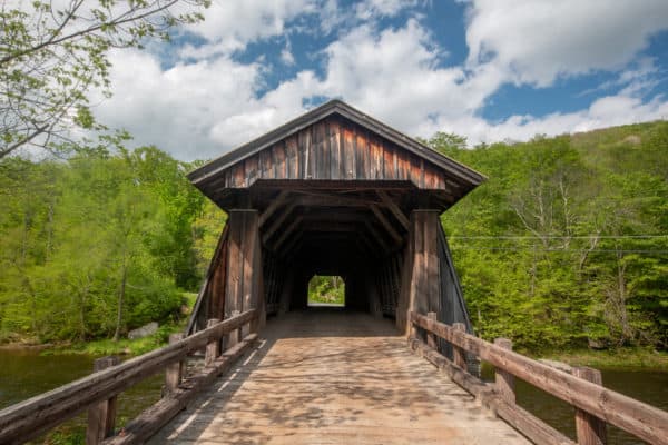 One of the ends of Livingston Manor Covered Bridge in the Catskills of NY