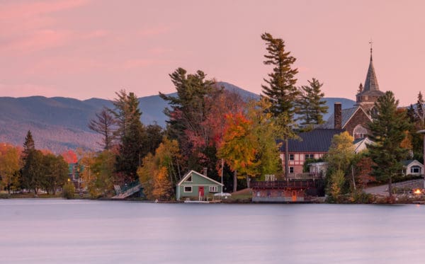 Fall in Lake Placid, New York at Sunset