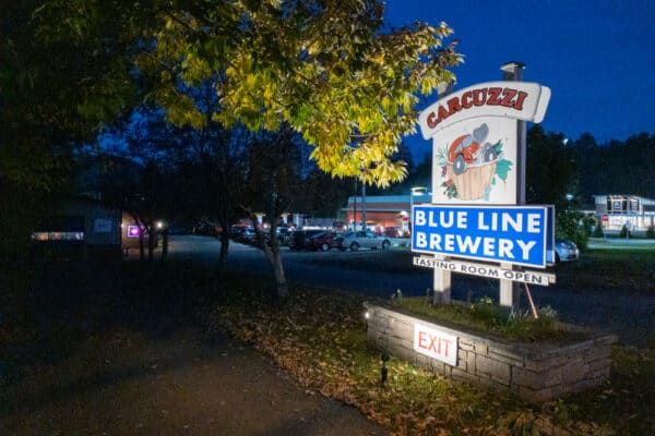 Outside of Blue Line Brewery in Saranac Lake New York