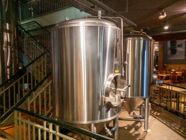 Brewing kettle at the Gilded Otter in New Paltz New York