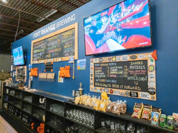 The bar area at Fort Orange Brewing in Albany New York