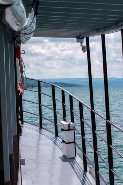 The upper deck of the Judge Ben Wiles on Skaneateles Lake in New York