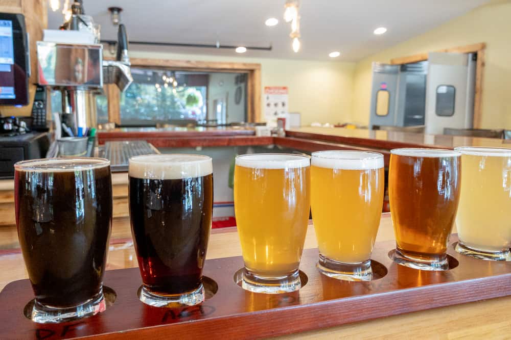 Flight at Ray Brook Brewhouse's brewery in Lake Placid New York