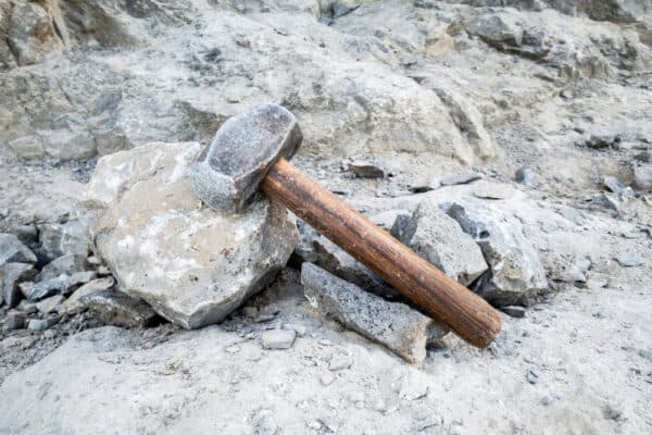 Hammer and dolomite rocks at the Herkimer Diamond Mine