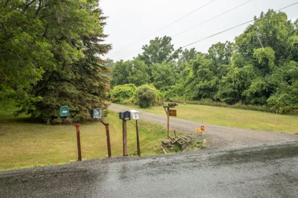 Mailboxes next to Gravity Hill in Middlesex New York