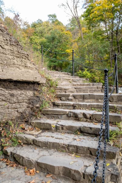 Stairs in Cascadilla Gorge on the campus of Cornell University.