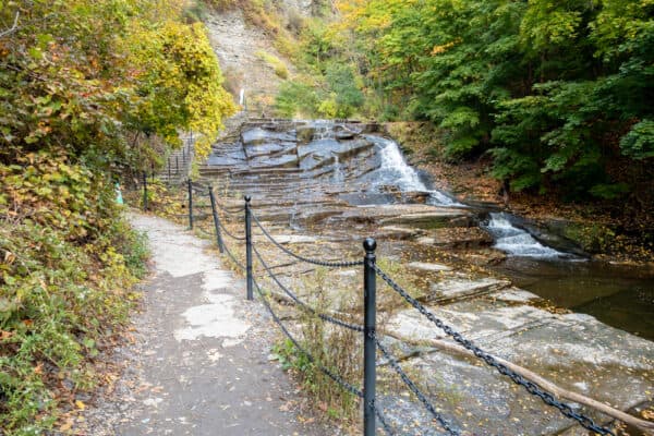 The lower part of the trail through Cascadilla Gorge in Ithaca New York.