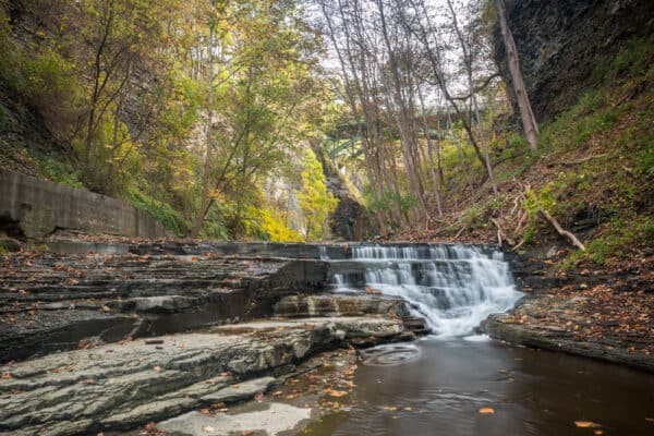 Waterfall in Cascadilla Gorge in Ithaca New York