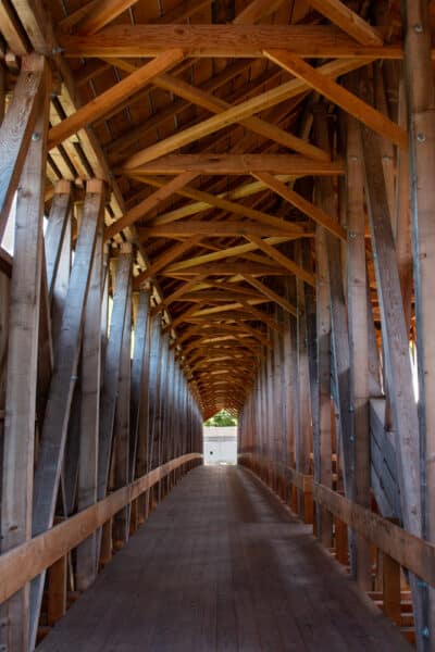 Inside Blenheim Covered Bridge in Schoharie County NY