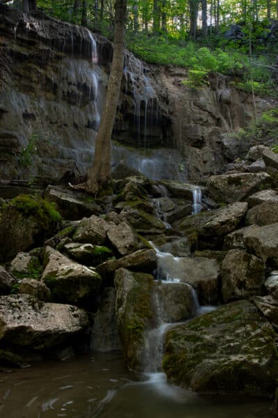 Waterfall in Three falls Woods in Onondaga County NY