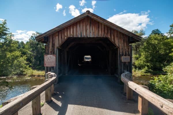 Entrance to Hamden Covered Bridge in Delaware County, NY