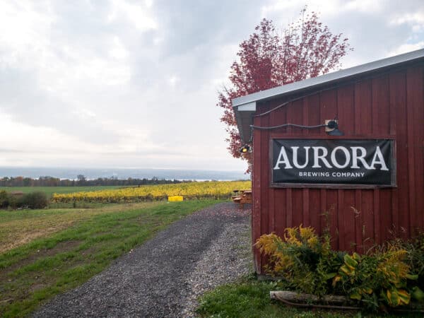 Exterior of Aurora Brewing Company in Cayuga County NY