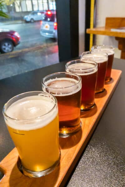 Flight of Beers from Cortland Beer Company in the Finger Lakes