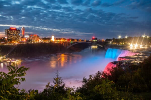 Night at American Falls in New York's Niagara Falls State Park
