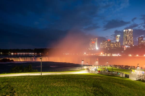 Nighttime at Horseshoe Falls in New York