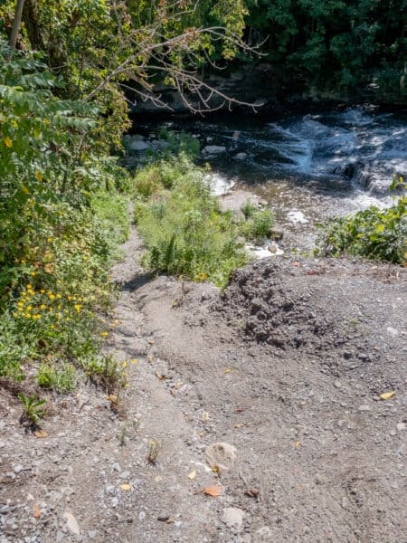 Trail to the base of Papermill Falls in Avon New York