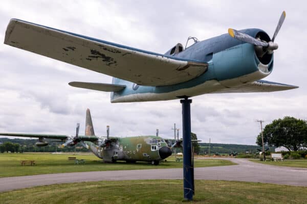 Planes sit outside of the National Warplane Museum in Geneseo, New York