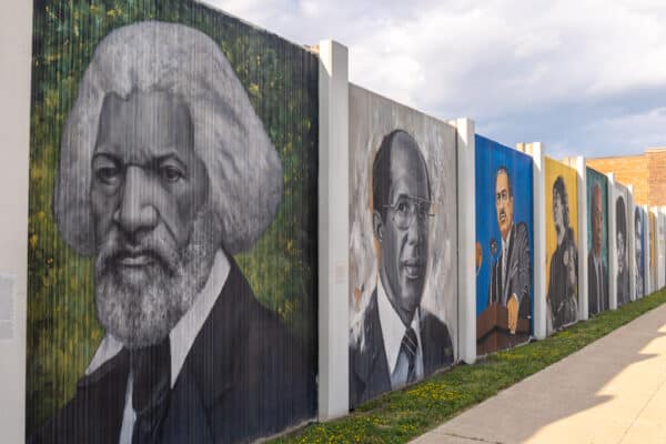 Paintings along the Freedom Wall in Buffalo New York