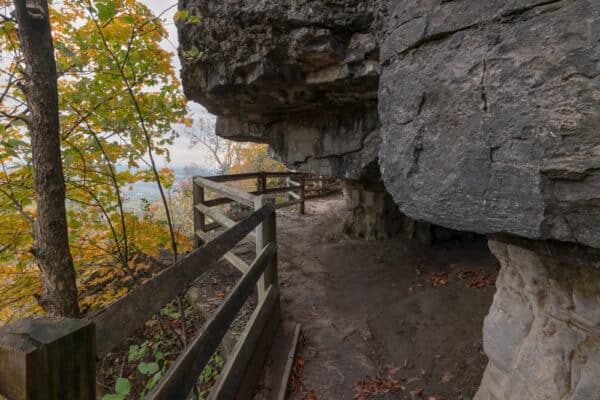 Overhang along the Indian Ladder Trail in John Boyd Thacher State Park in New York's Capital Region
