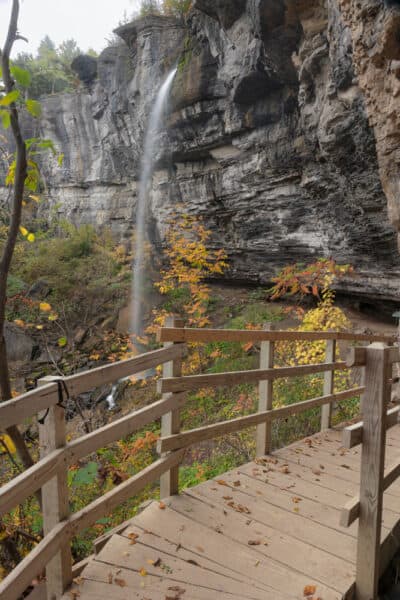 The Indian Ladder Trail leading to Minelot Falls in Thacher State Park