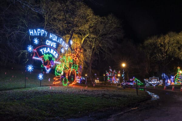 Give Thanks display at Capital Holiday Lights in Albany New York