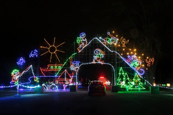 Driving through a display at Lights on the Lake in Syracuse's Onondaga Lake Park