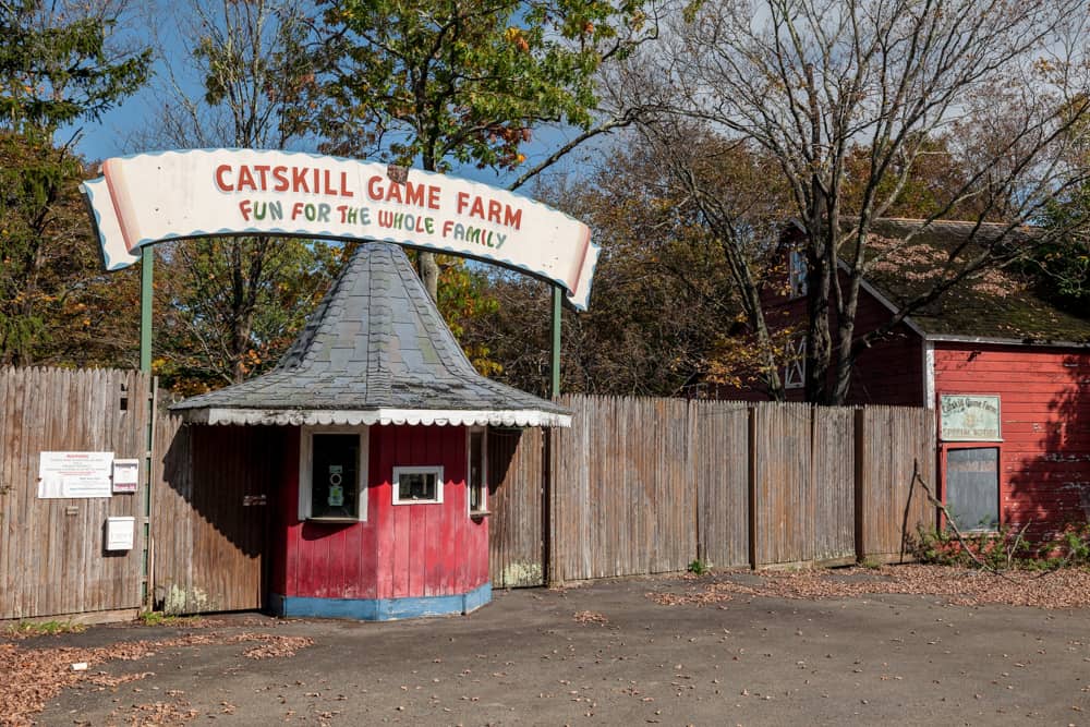 Entrance sign for the Old Catskill Game Farm in New York's Catskill Mountains