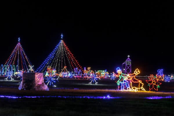 Looking out over the field of Christmas lights at Twinkle Town in Chemung County New York