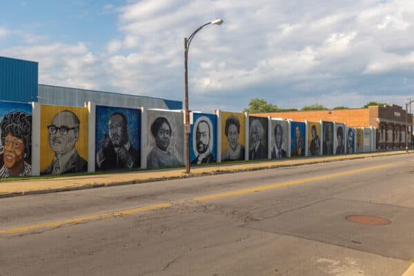 Portrait painting along the Freedom Wall in Buffalo, NY